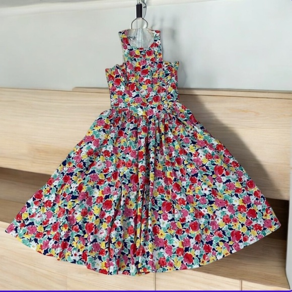 Vintage Robbie Bee 100% Cotton Floral Dress Size 10 - Picture 2 of 15